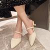 Wear two sandals 2025 spring and summer Internet celebrities new heel fashion comfortable breathable high heels versatile bag head slippers