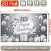 Birthday Party Backdrop Silver Polyester Banner Photo Booth Decoration