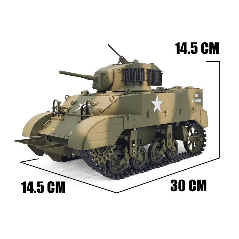 New 1/16 RC Tank U.S. M5A1 Stuart Light Tank Model 2.4G Military Vehicle Remote Control Crawler Tanks with Sound and Light Toy Boy