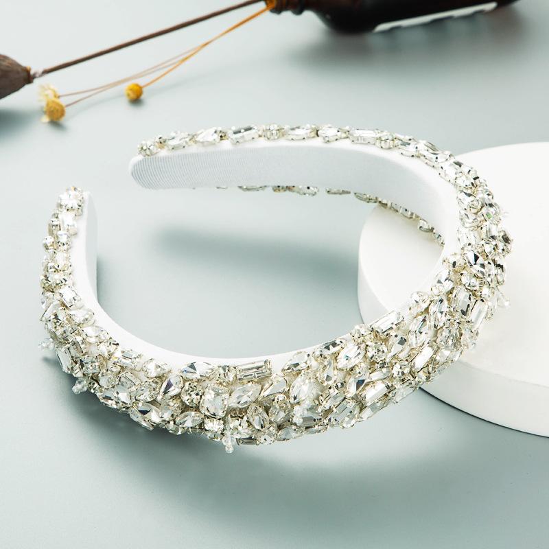 Women Baroque Heavy Industry Headband Vintage Sponge Wide Edge Hair Bundle Hand-stitched Hair Ornaments