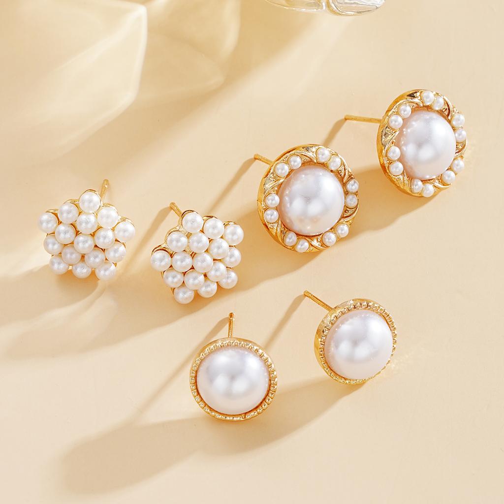 6 Pcs Fashion French Pearl Stud Earrings Set for Women Fashion Elegant Geometric Round Earring Banquet Daily Jewelry Gifts 2026