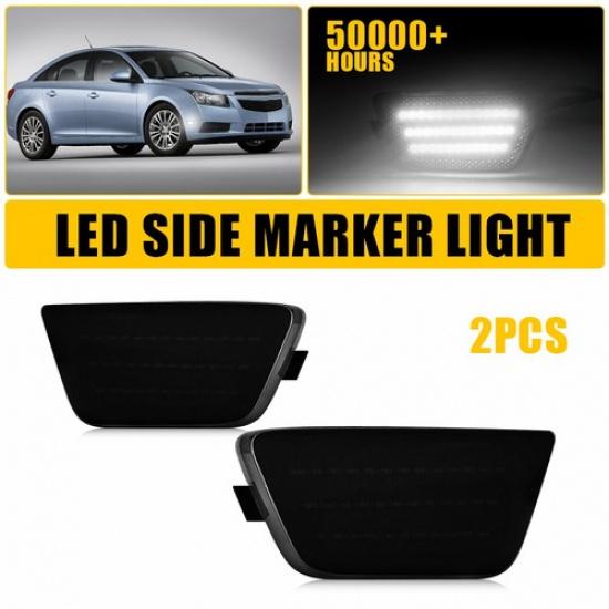 For Chevy Cruze 2011-2015 Lens Smoked Bumper Front White LED Lights Side Marker