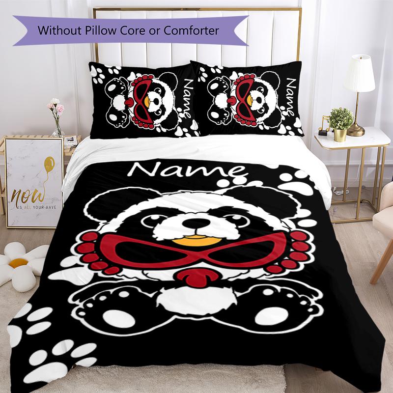 3pcs Custom Name Cartoon Hysterical Mini Bedding Set Duvet Cover Closure Includes 1 Duvet Cover & 2 Pillowcases for All Seasons Bedroom Decor