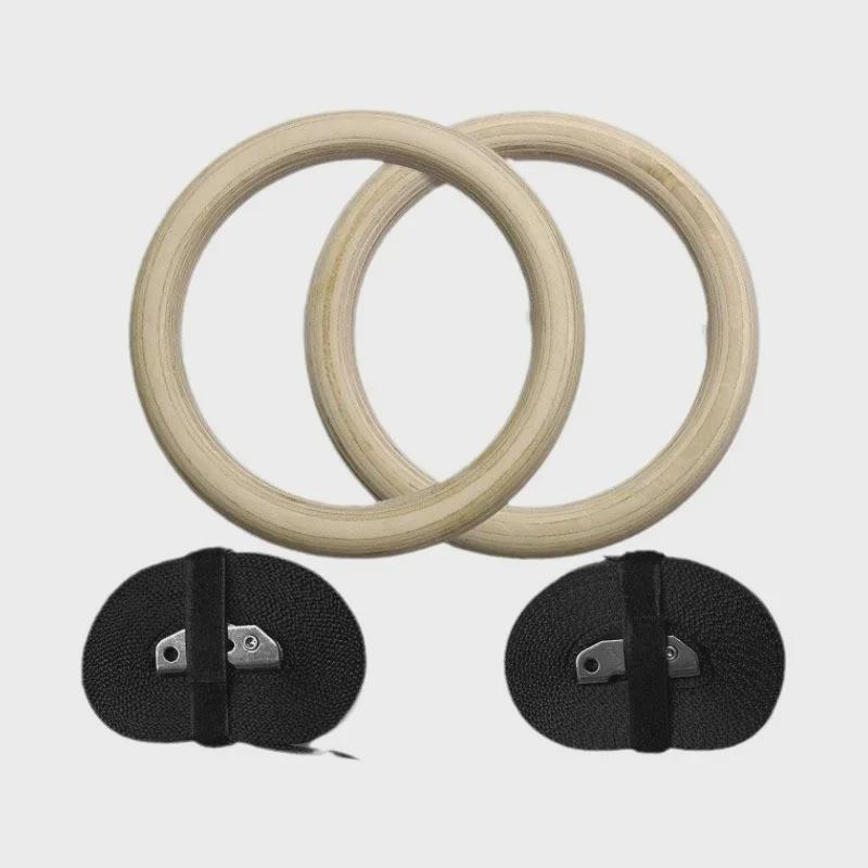 Set di Anelli da Ginnastica in Legno Regolabili per Fitness Indoor ed Esercizi a Casa
