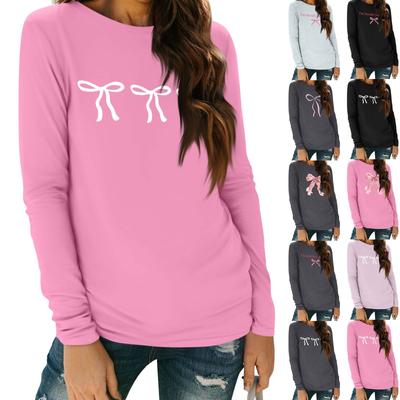 T-shirts à manches longues pour femmes Hauts Élégants Chemises Décontractées Hauts Tunique à Col Rond