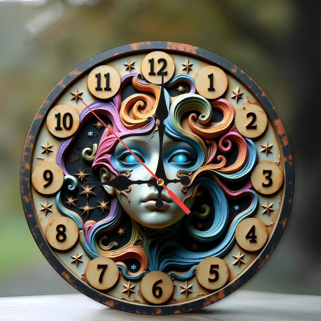 25x25cm Wood Wall Clock with a Hanging Hook for Keys or Jewelry