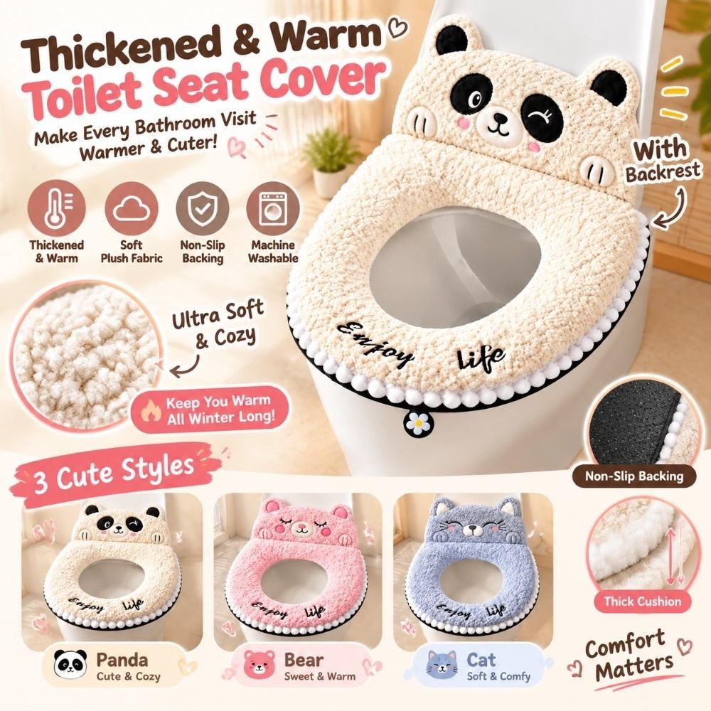 Faux Cashmere Toilet Seat Cover Thickened Plush Toilet Seat Pad  For Bathroom Toilet Autumn Winter
