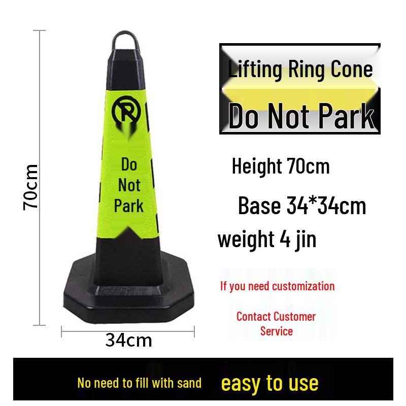70cm Reflective Rubber and PVC Traffic Cone - No Parking Ice Cream Cone Design