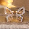 White Zircon Cute Butterfly Opening Rings For Women Vintage Gold Copper Color Engagement Ring Wedding Jewelry Mother'S Day Gifts