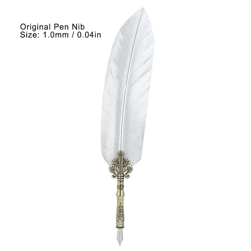 1.0mm Feather Pen Set Distinctive Calligraphy Feather Pen Gift Box Writing Tool for StudentSilver