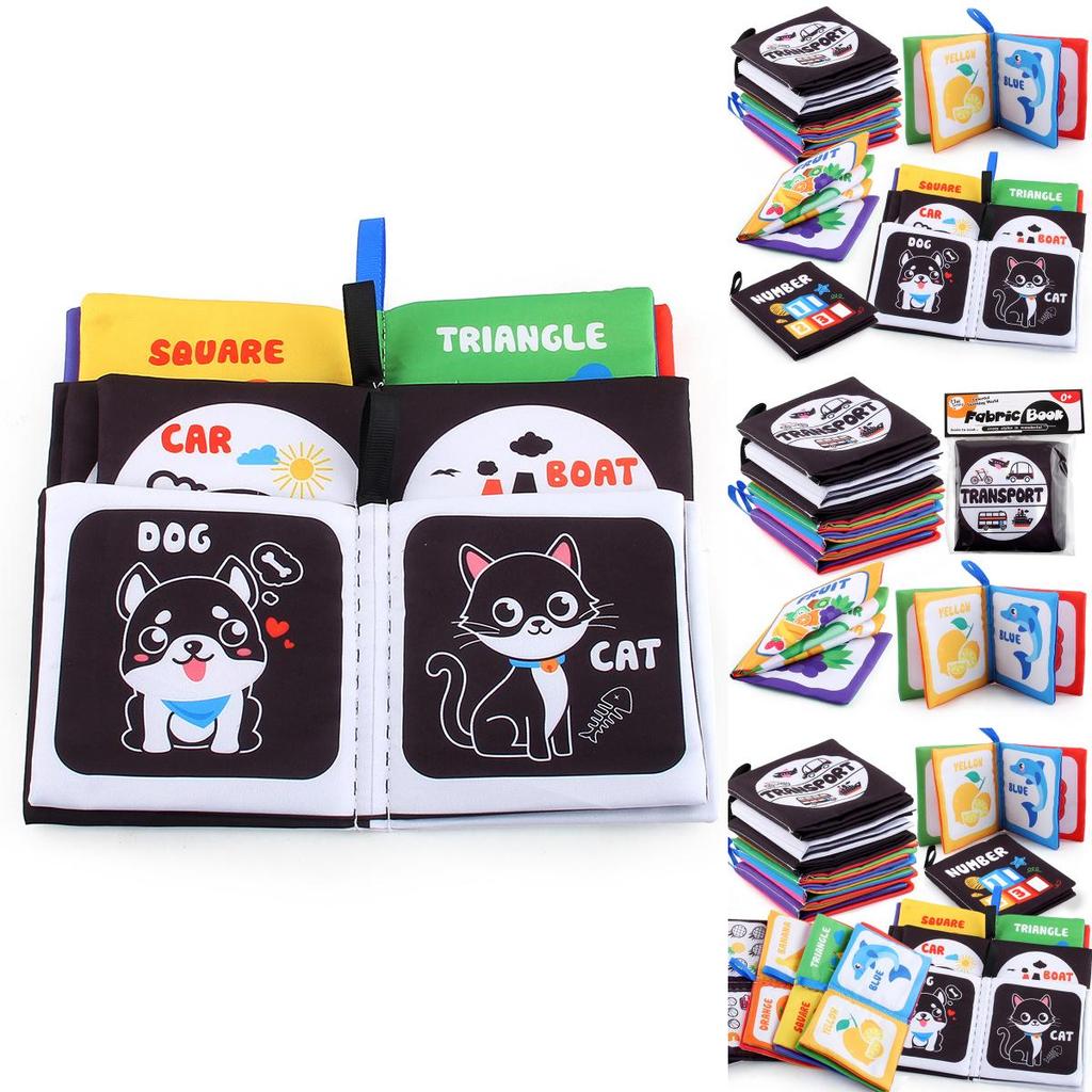 Baby Early Education Black And White Cloth Book Tear-resistant With Sound Paper Palm Cloth Book For Infants And Toddlers