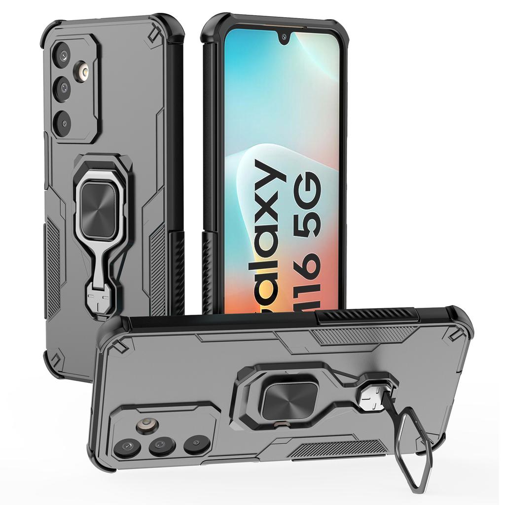 For Samsung Galaxy M16 5G Case Rotatable Ring Kickstand PC+TPU Shockproof Phone Cover