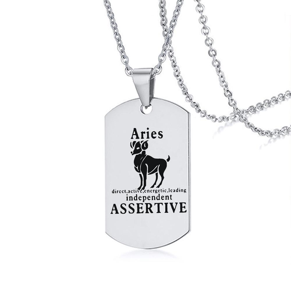 

Хип-хоп 12 созвездий, прямоугольные бирки, очаровательное ожерелье с подвеской, ретро-ожерелье, ювелирное изделие, подарок