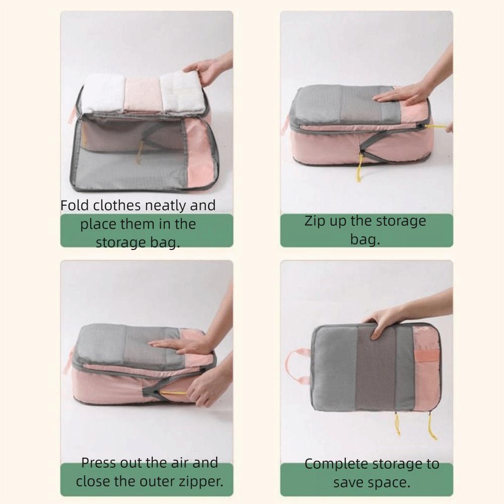 4Pcs/Set Expandable Compression Packing Cubes Oxford Fabric Clothes Storage Bag  Travel