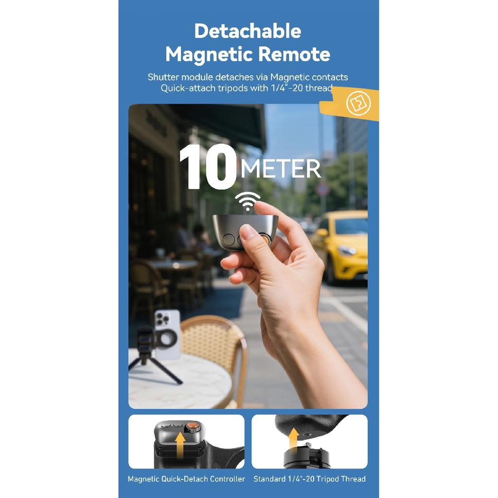 TELESIN Magnetic Phone Camera Shoot Hand Grip Phone Holder Shooting Aid Remote Control Handle for Smart Phone iPhone Android