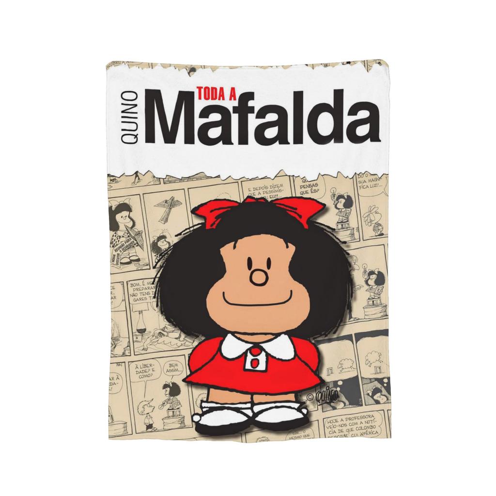 Cute Mafaldas Cartoon Blanket Cover Flannel Anime Lightweight Throw Blanket for Airplane Travel Bed Rug