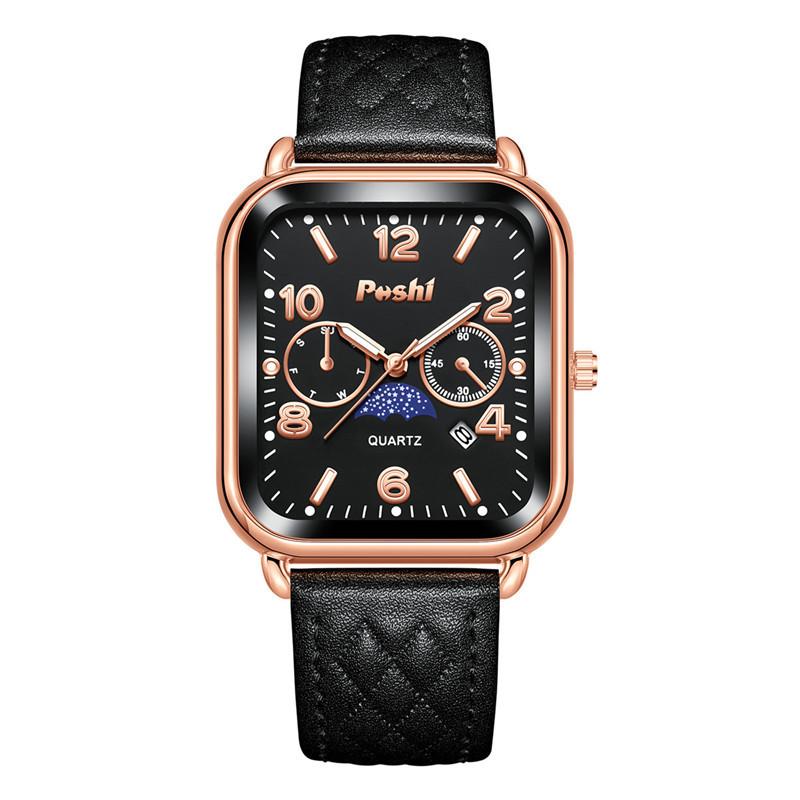 

Женские кварцевые часы, наручные часы с кожаным ремешком и датой