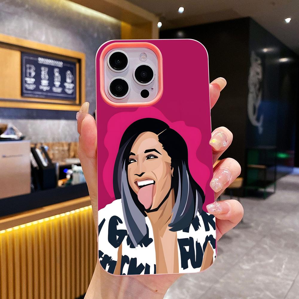 

Cardi B Jelly Double layer Pink Mobile Phone Case for iPhone 17 16 15 14 13 12 11 Air Pro Max Plus Protective iPhone 12