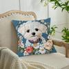 Floral Maltese Puppy Cushion Covers Chair Living Room Pillowcase Cozy Zipper Sofa Pillow Covers Animal Bedroom Indoor Home Decor