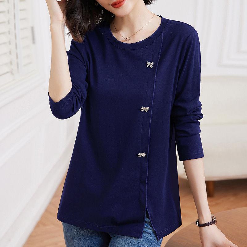 Frühlings- und Herbst-Basisshirt für Damen Mittelalter Langarm-T-Shirt für Damen Große Größe für Damen Innere Kleidung
