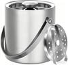 Ice Bucket, Double-Walled, Vacuum Insulated, Stainless Steel, Large Capacity, Includes Ice Tongs and Spacer, for Home and Commercial Use (1.6L, Silver
