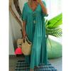 Womens Oversized Cotton Linen Maxi Dresses Summer Beach V Neck Casual Loose Baggy Flowy Floor Length Long Dress