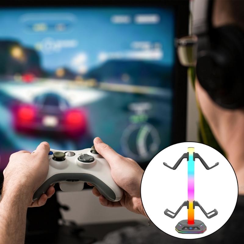 LED Controller Stand Headsets Holder for Desk Rotatable Headphone Stand Detachable Controller Hook Controller Storage