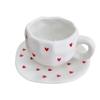 OLOEY Heart Coffee Ceramic Mug with Saucer Set