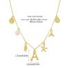 Ocean Theme Gold Charm Necklace with Initial Shells Letter Pendant Suitable for Surfer Girls and Beach Enthusiasts