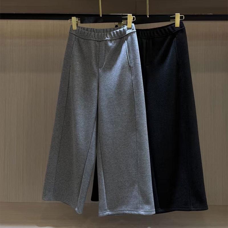 

Women s High Waist Wide Leg Pants - Blended Fabric, Elastic, Casual Style X-Large чёрный
