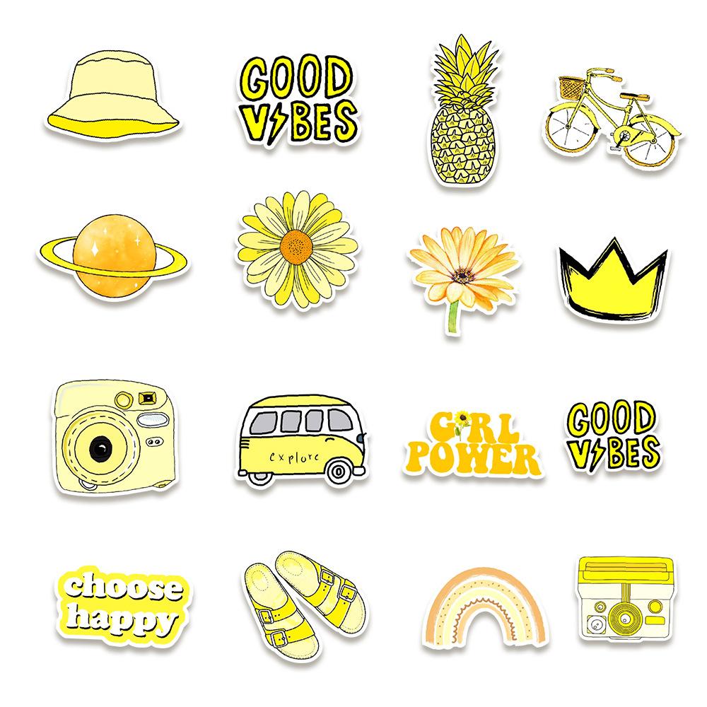 50 New Yellow Graffiti Stickers Balance Bike Laptop Mobile Phone Waterproof Stickers