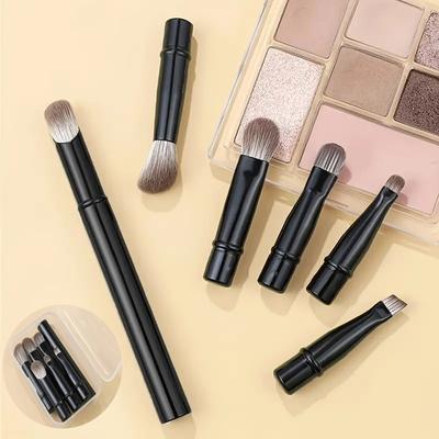 6pcs Mini Makeup Brush Set Detachable Cosmetic Brushes Powder Foundation Blush Blending Concealer Brushes Portable Makeup Brush