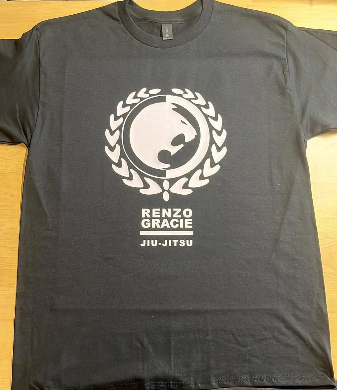 2 Sided Gracie Fighter Jiu Jitsu MMA T shirt tee Rio De Janeiro Brazil Renzo L