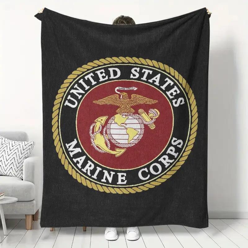 

Marine Corps emblem digital-printed polyester Bedroom velvet flannel cover blanket Fleece soft sofa cover blankets for beds 75x90cm