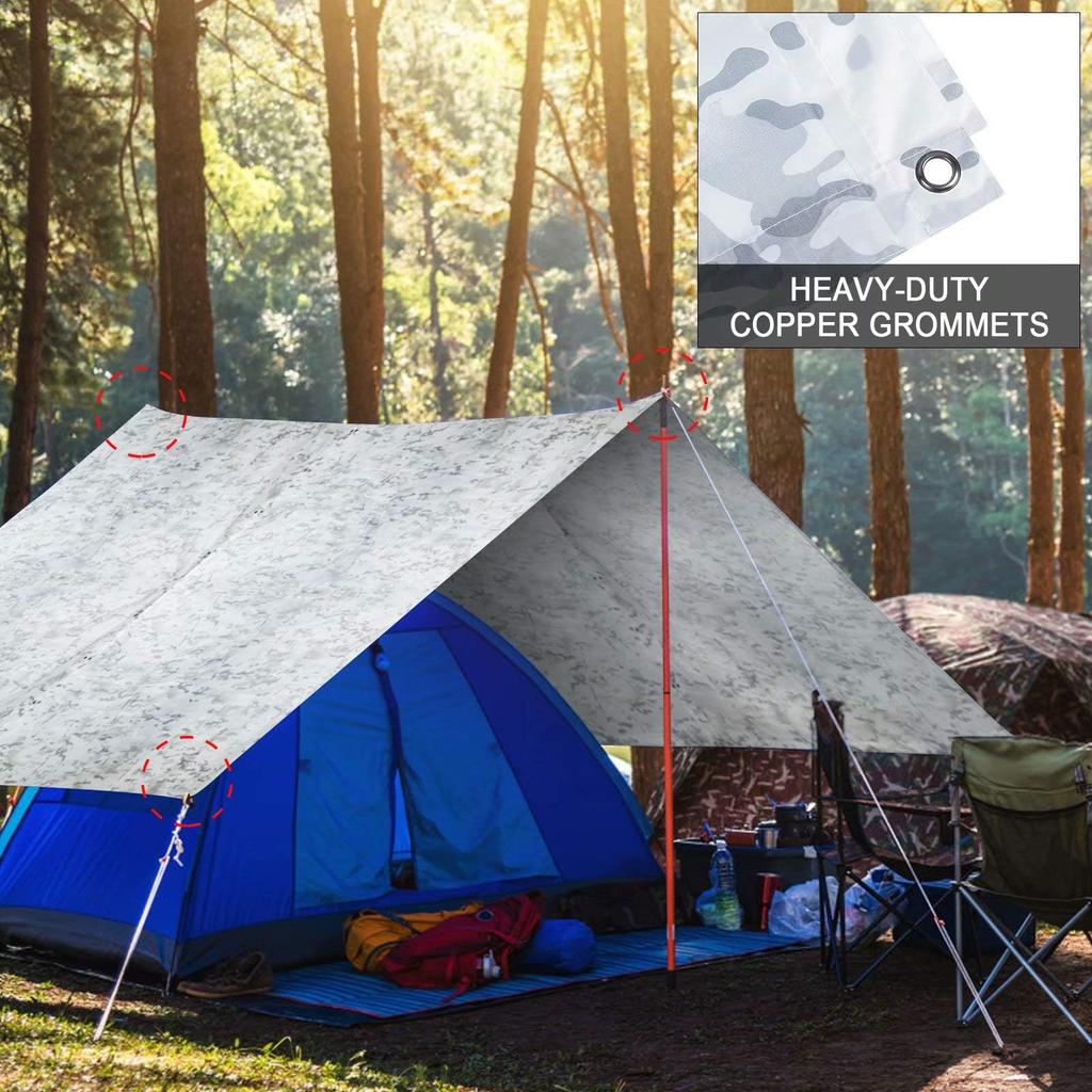 Tencen Camouflage Rain Perfect for and Outdoor Includes Storage One Size Fits Unisex Poncho, Waterproof, 3-Way Raincoat, Airsoft, Camping, Activities,