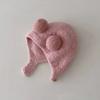 Cute Winter Warm Kids Baby Hats Fleece Hemming Caps With Ball Ear Protection Hats Soft Newborn Bonnet For Boys Girls