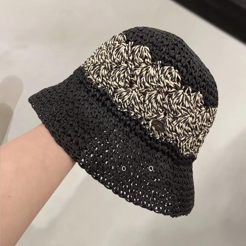 Large Brim Woven Hat Breathable Hollow Out Sun Protection Hat Sun Protection Foldable Bucket Hat Spring Summer Bucket Hats