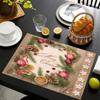 Christmas Linen Placemats Table Decoration Printed Placemat Non-slip Heat Insulation Anti-scald Pads Kitchens Accessories