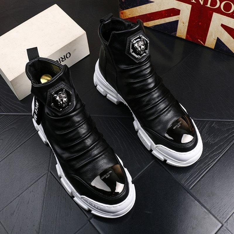 Fashion High quality leather boots High top British style shoes Men's luxury shoes Zapatos Hombre A6