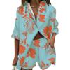 Summer Summer Set for Women, Fashionable and Casual, with Age-defying Print Top and Short Pants Set.