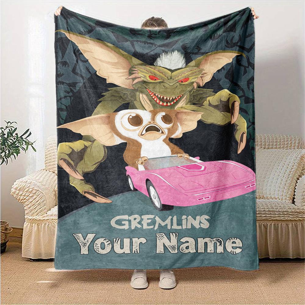 Gremlins Customize Your Name Blanket Multi-purpose Personalized Blanket Soft Warm Cozy Throw For Seaside Livingroom Bed Couch Four Seasons Universal