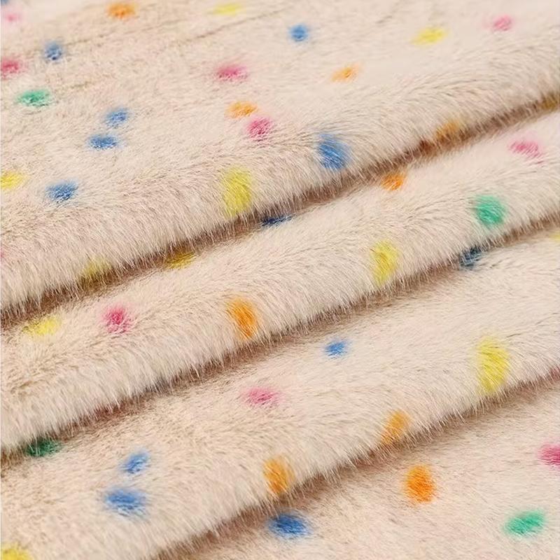 0.5/1/2 Yards Faux Fur Dot Printed Fabric for Sewing Cotton Dolls Warm Hats Plush Toys Decorative Cloth Handmade DIY Fabrics