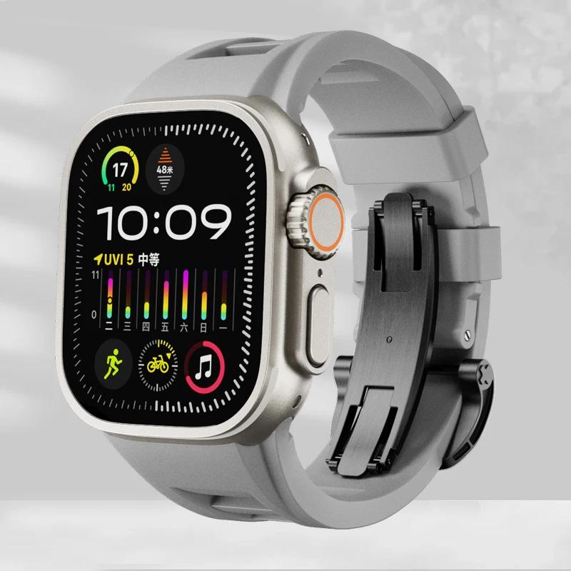 Classic Soft Silicone Strap for Apple Watch Ultra 2 49mm 45mm 44mm 42mm Sports Silicone Bracelet for IWatch Series 9 8 7 6 5 4 SE Correa