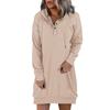 Damen Kleider Langarm Kordelzug Pullover Top Kleid Casual Hoodie Pullover Kleid Kleider