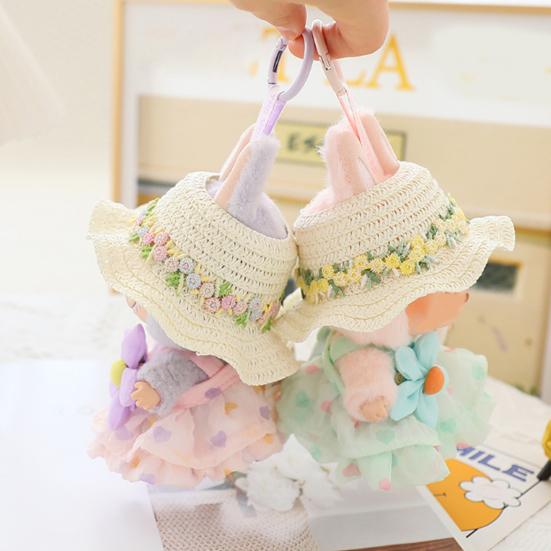 Doll Clothes for 17cm La Bubu 2-Piece Set Hair Clip Floral Dress Outfit Floral Hairpin Doll Accessory
