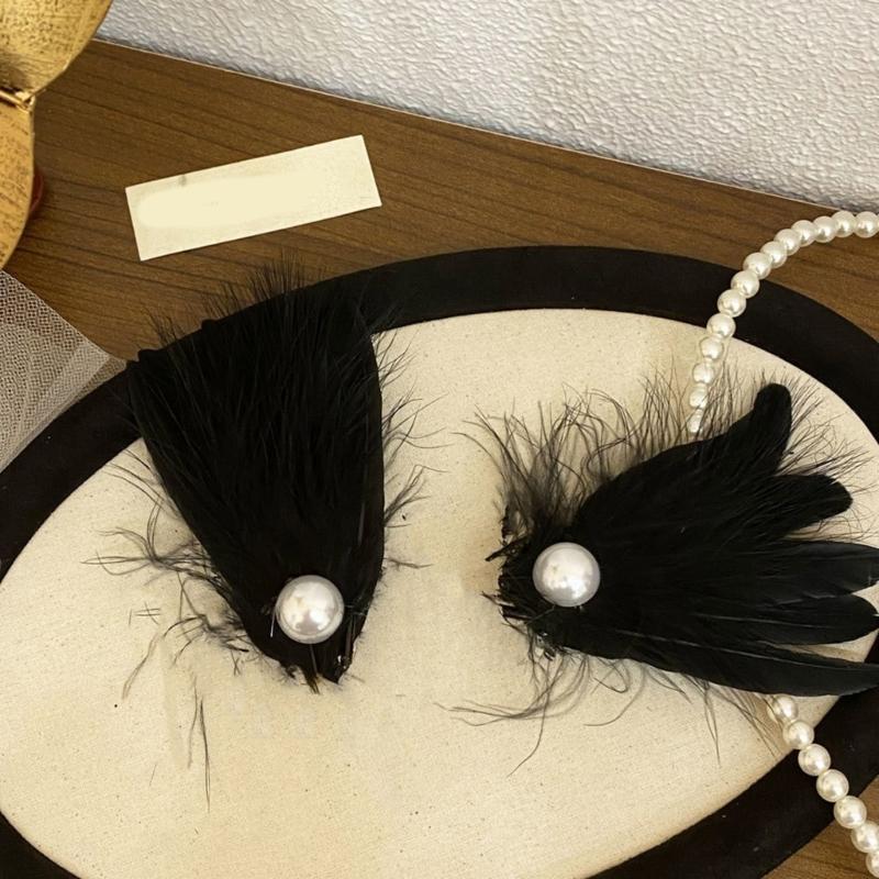 Feather Duckbill Hair Clip Side Hairpin Embroideried Wing Shape Hair Clip for Women Girl Hair Decoration Accessories