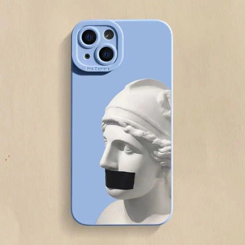 

Новый чехол со статуей для iPhone 11, 12, 13, 14 Pro Max X XR XS Max Mini 7 8 Plus SE2022, противоударная мягкая задняя крышка