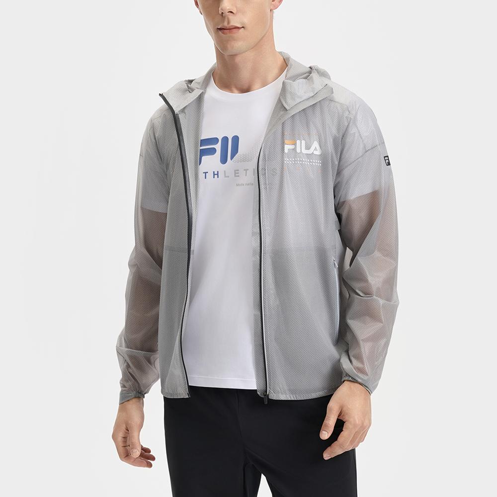 Fila Fitness Logo Knitted Long Sleeve Jacket Men Jackets Blue-Mist-Gray A11M521502F-GY
