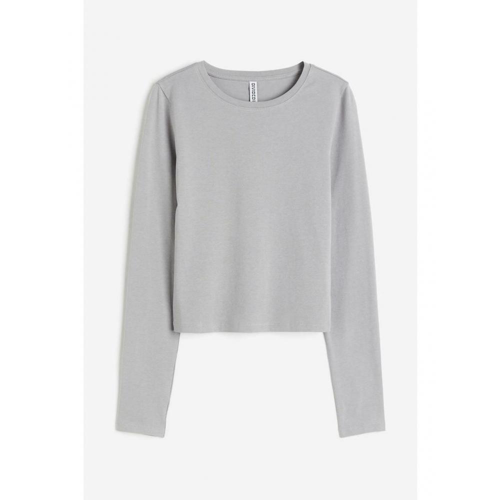 

H&M Короткий трикотажный топ Светло-серый 0994083015