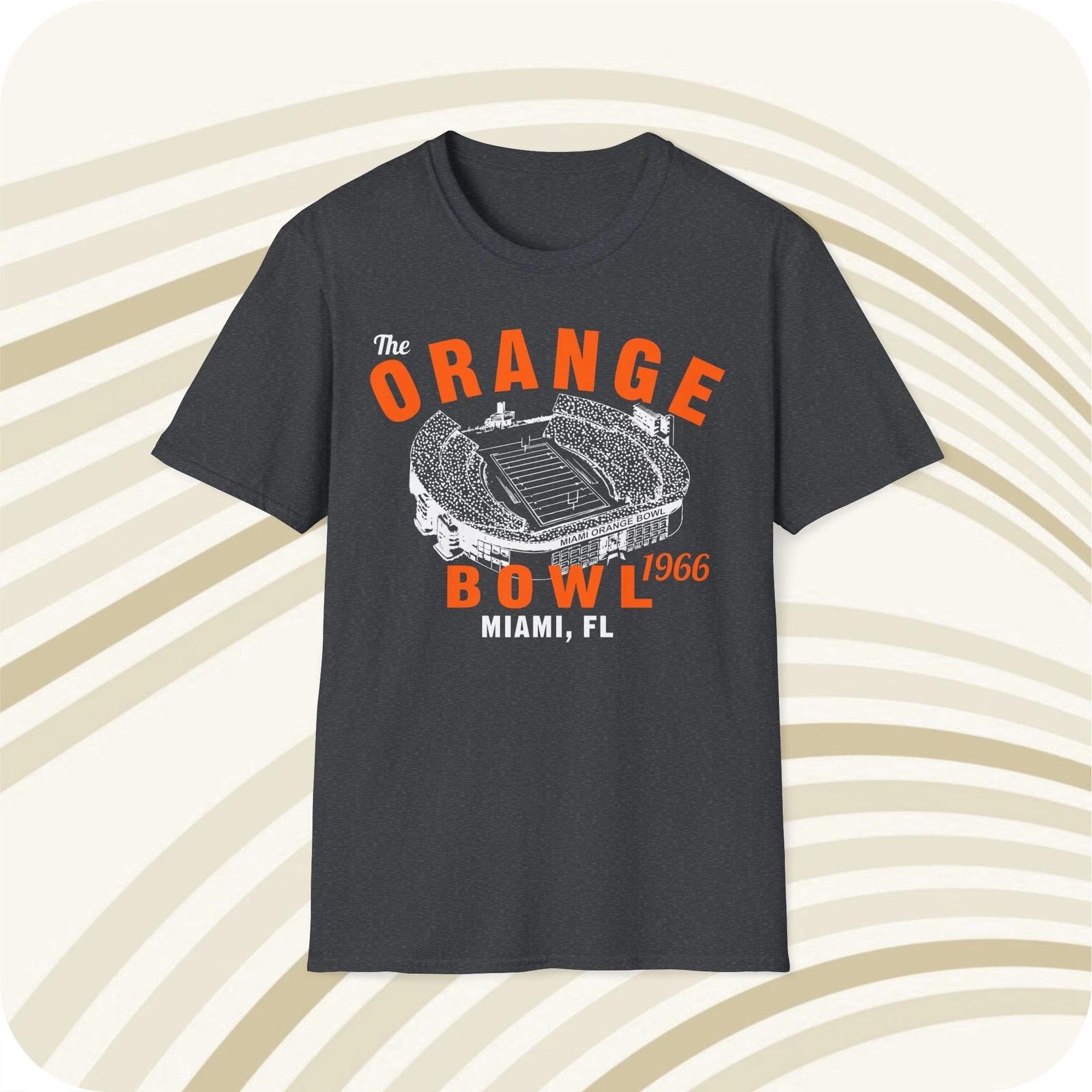 

Throwbackmax The Orange Bowl 1966 Classic Cut Football T shirt - Miami Dolphins S